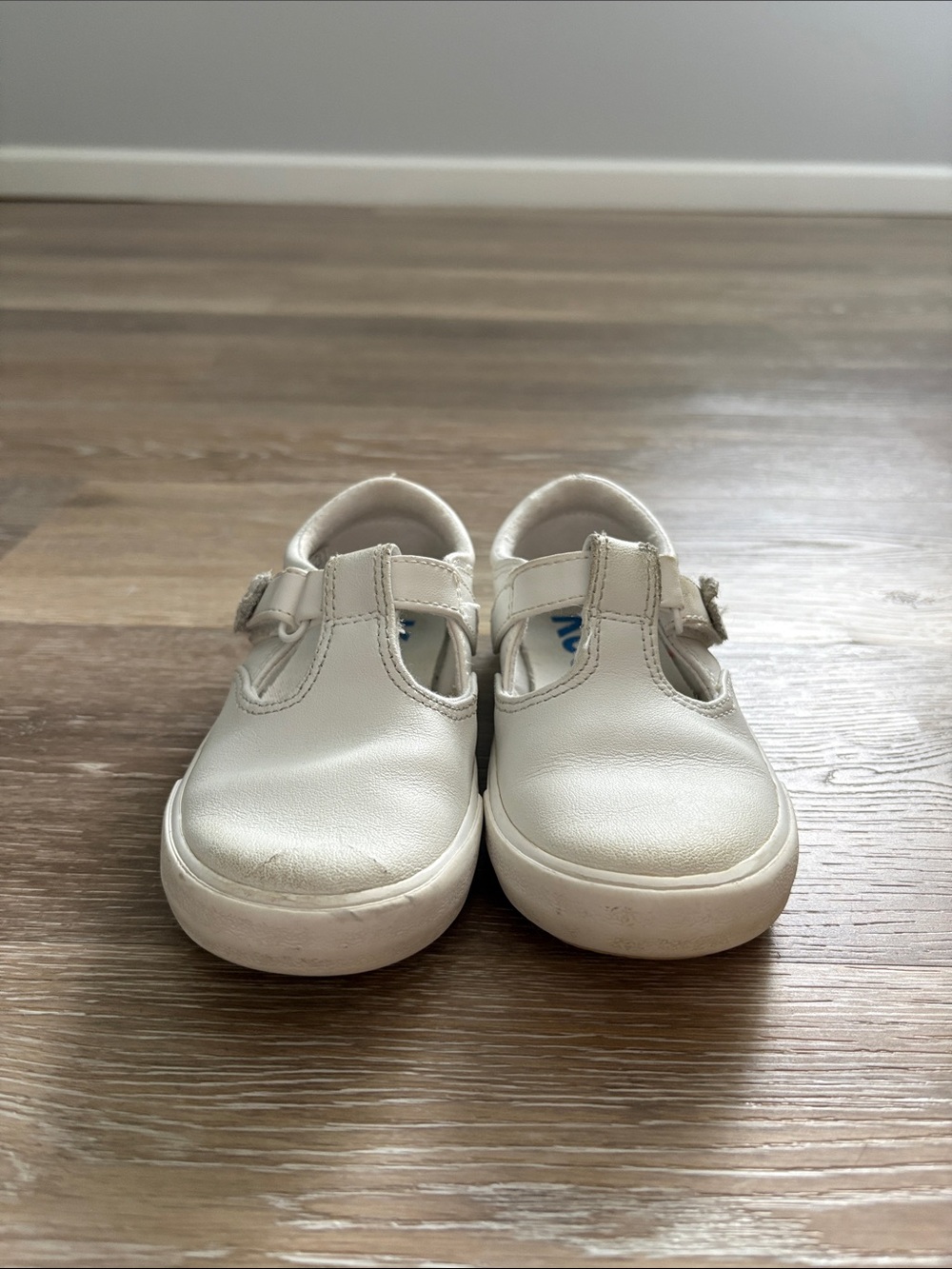 Keds White T-Strap Leather Baby & Walker Shoes